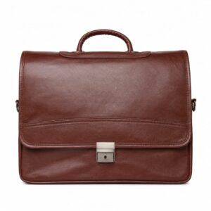 Brown Leather Briefcase with Lock – Classic Executive Office Bag