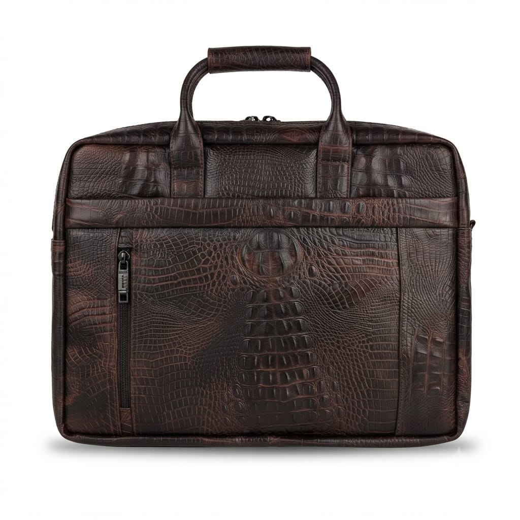 crocodile print laptop bag men