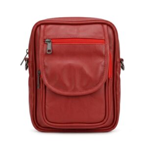 red leather travel pouch