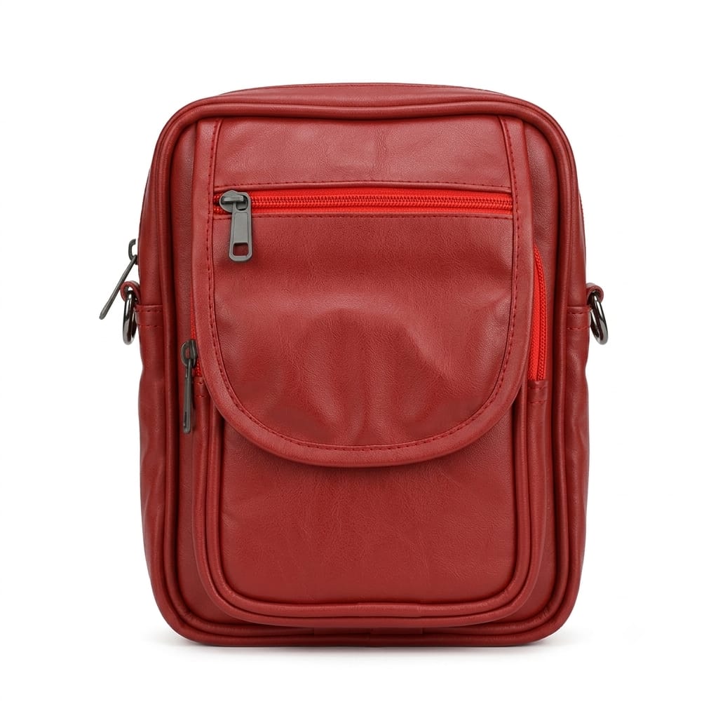 compact leather crossbody bag red leather travel pouch