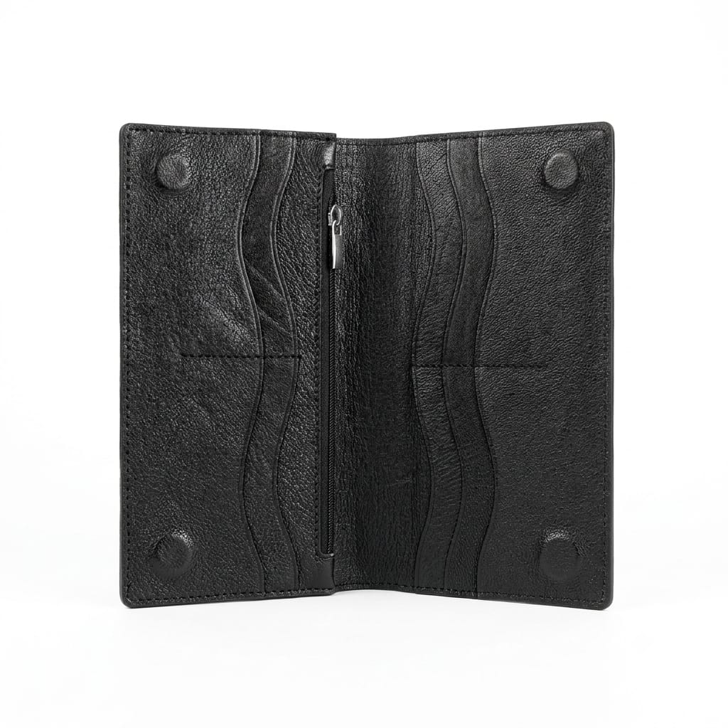 black leather long wallet for men men's long leather wallet
