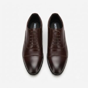 Brown Leather Cap-Toe Oxford Formal Shoes for Men