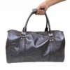 Black Crocodile-Patterned Leather Duffle Bag