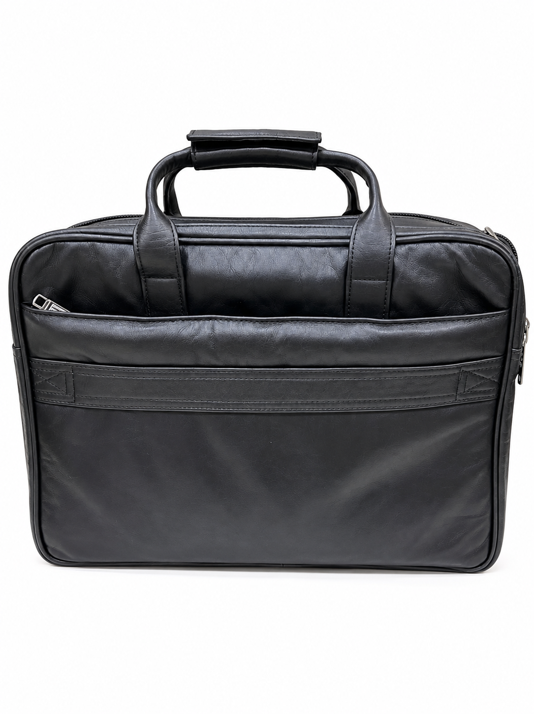 Black Genuine Cow Leather Expandable Briefcase with Lock Black Genuine Cow Leather Expandable Briefcase with Lock