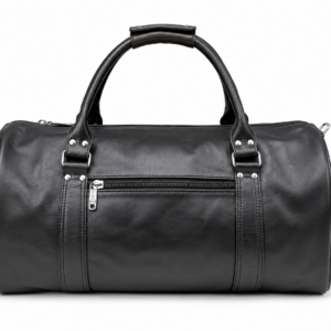 Premium Genuine Leather Duffel Bag – Black Leather Travel & Weekender Bag