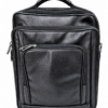 Black Genuine Cow Leather Backpack with Carabiner Zip Pockets Black Genuine Cow Leather Backpack with Carabiner Zip Pockets