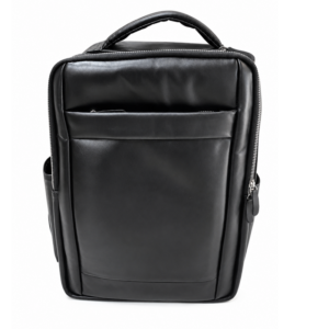 Genuine Black Leather Quilted Backpack – Padded Mesh Strap Travel Bag for Men