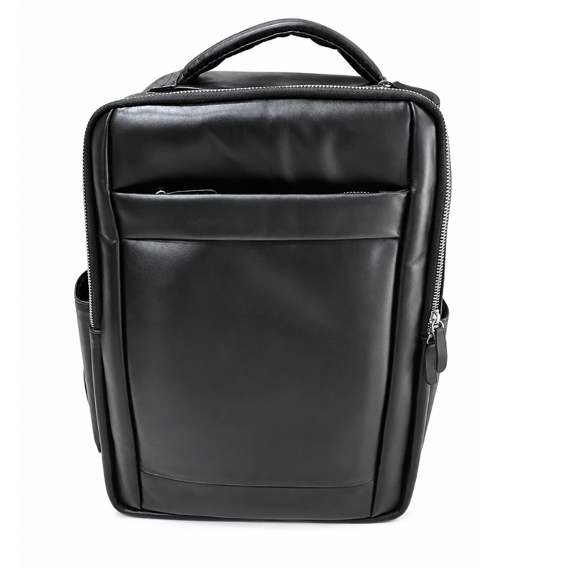 Genuine Black Leather Quilted Backpack – Padded Mesh Strap Travel Bag for Men Genuine Black Leather Quilted Backpack – Padded Mesh Strap Travel Bag for Men