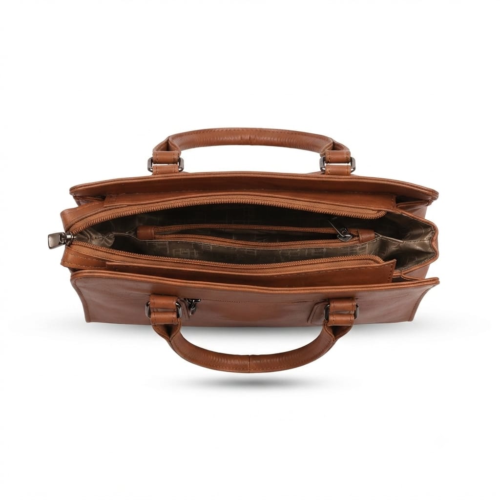 women's leather handbag with zip pocket