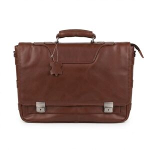 Genuine Cow Leather Briefcase with Dual Lock Buckles – Executive Bag