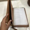 Tan & Black Genuine Cow Leather File Organizer – Zip Document Folder