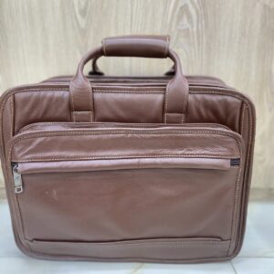 brown leather expandable briefcase