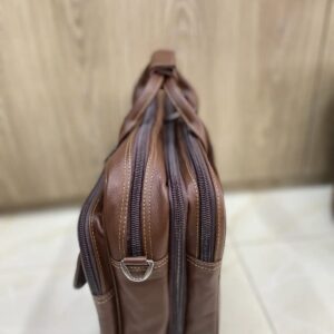 brown leather expandable briefcase with lock