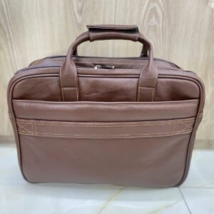 genuine cow leather office bag with buckle