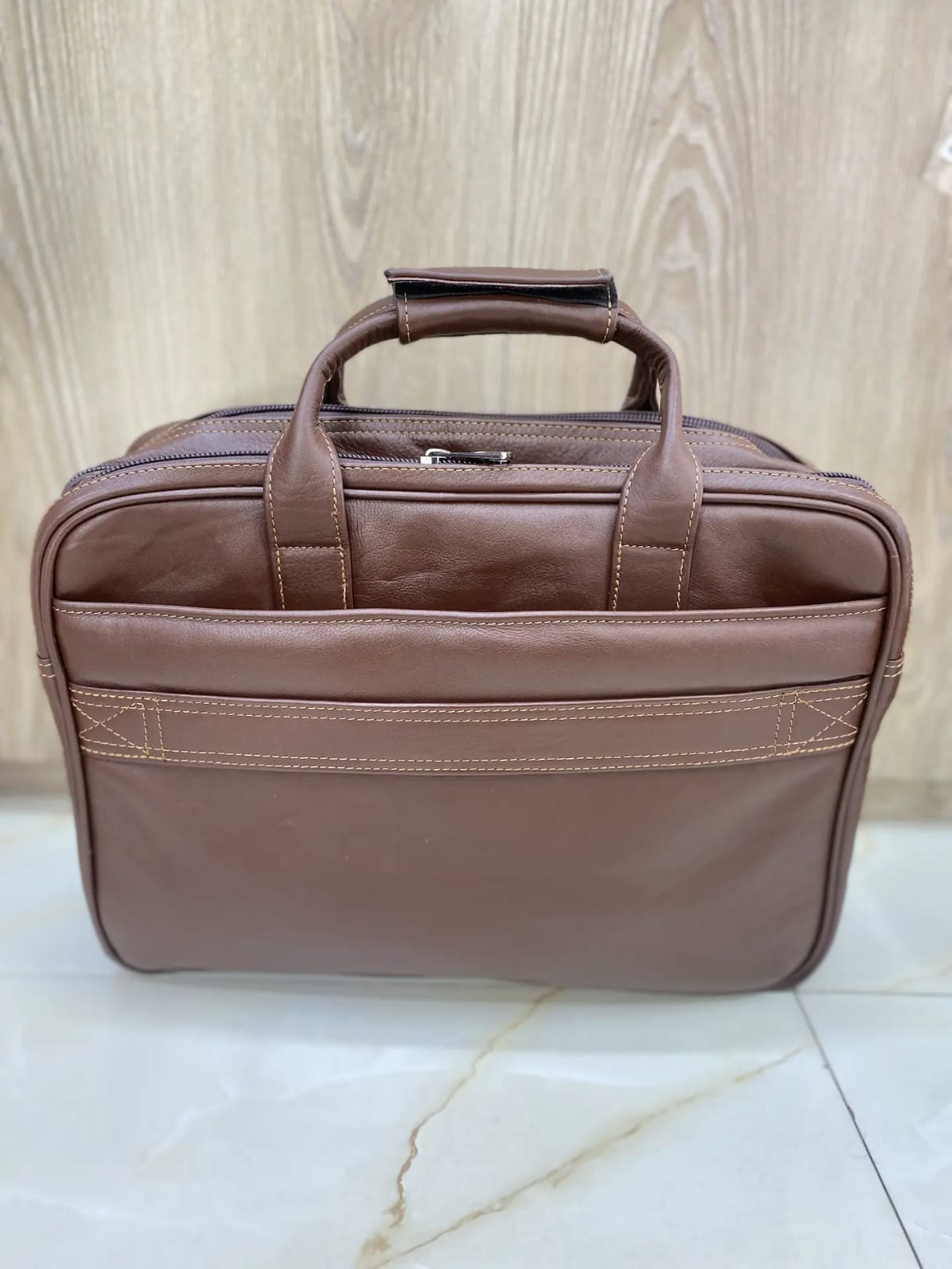 large leather laptop bag for men brown genuine cow leather office bag with buckle