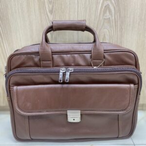 Extra-Large Brown Leather Office Bag for Men
