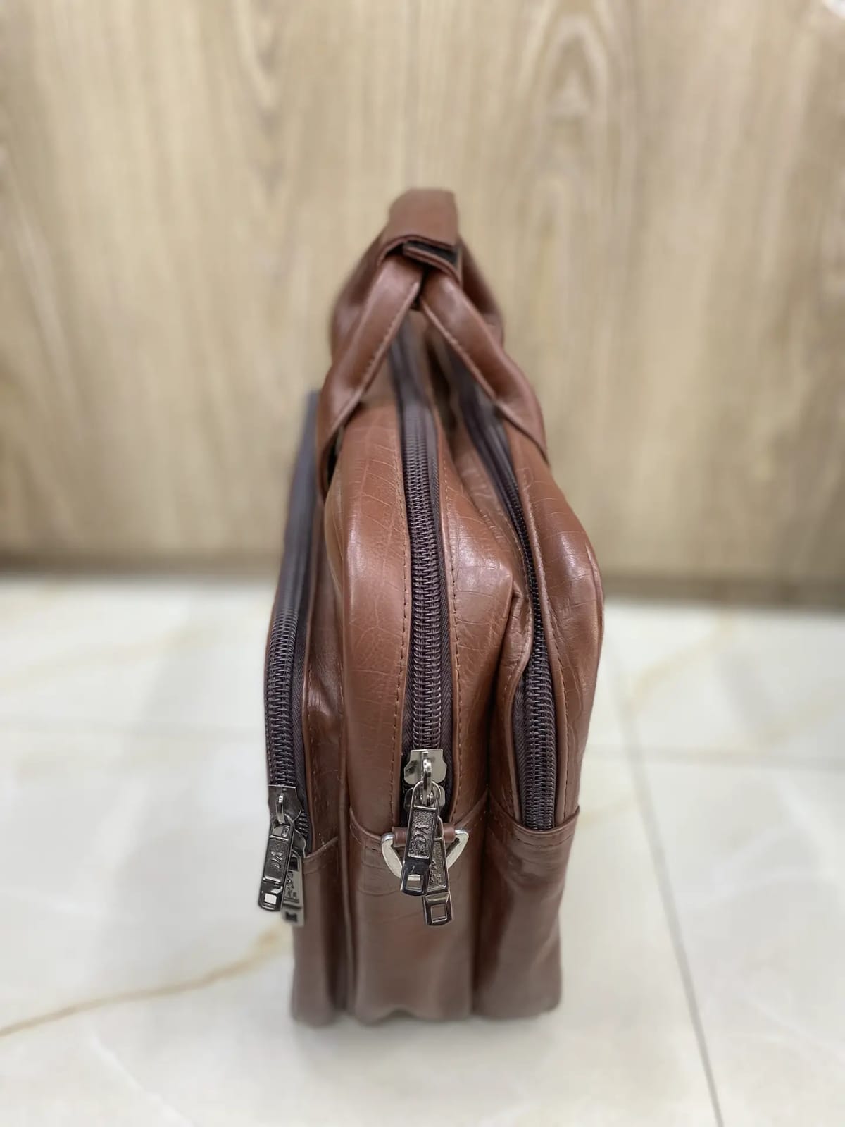 crocodile print expandable briefcase