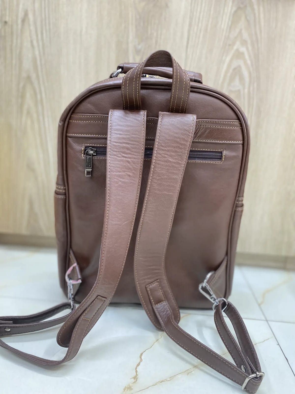 genuine cow leather backpack men
