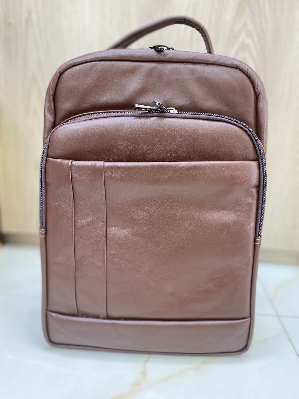 genuine cow leather laptop backpack