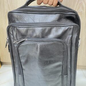 Structured Leather Backpack with Zip Hardware