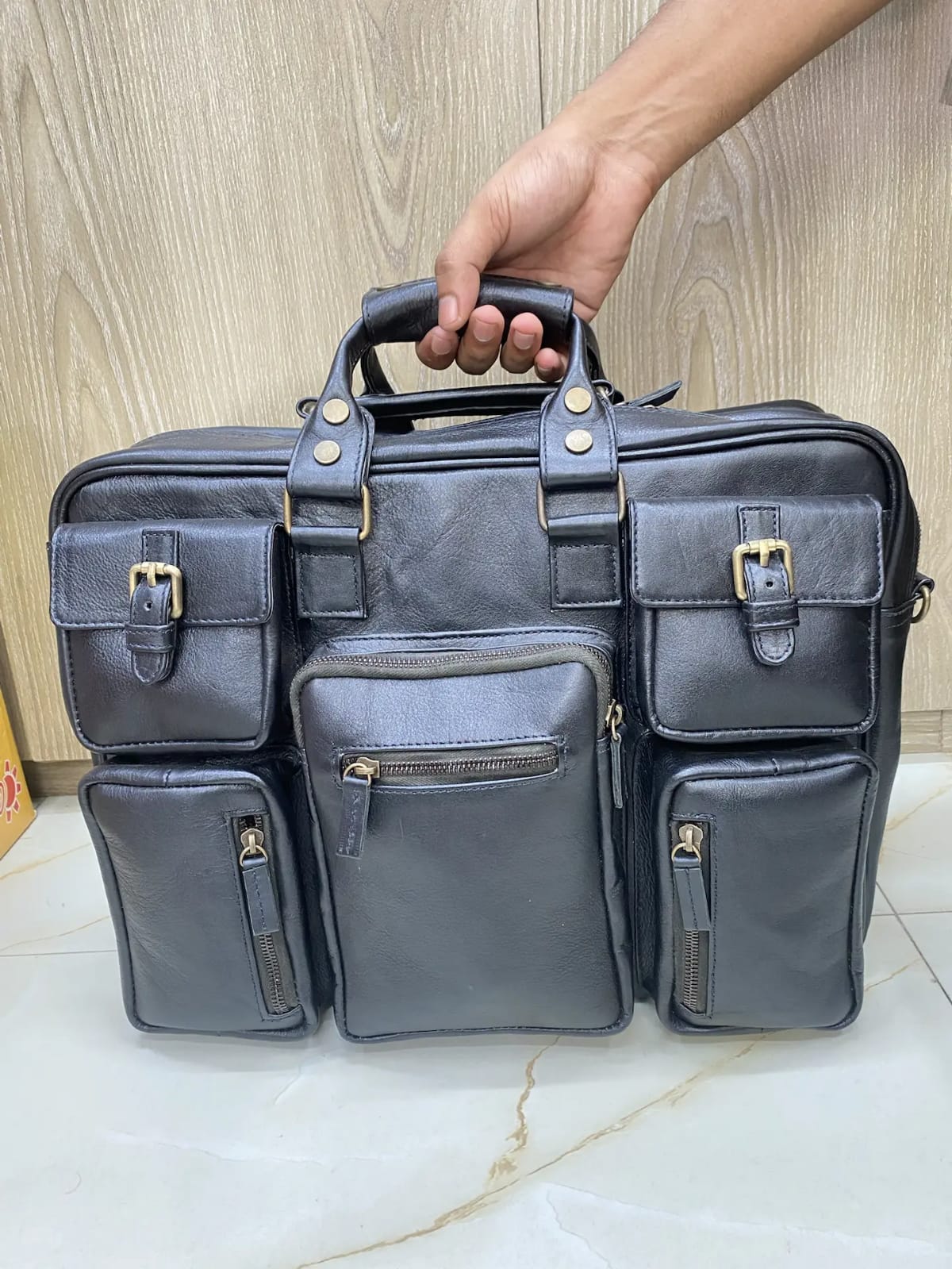 Tactical-Style Leather Laptop Bag for Men Tactical-Style Leather Laptop Bag for Men