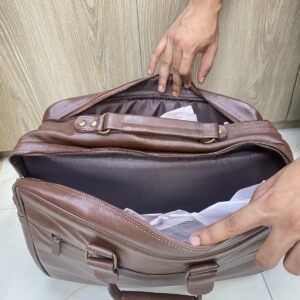Classic Leather Briefcase for Men – Rivet Handle Detail