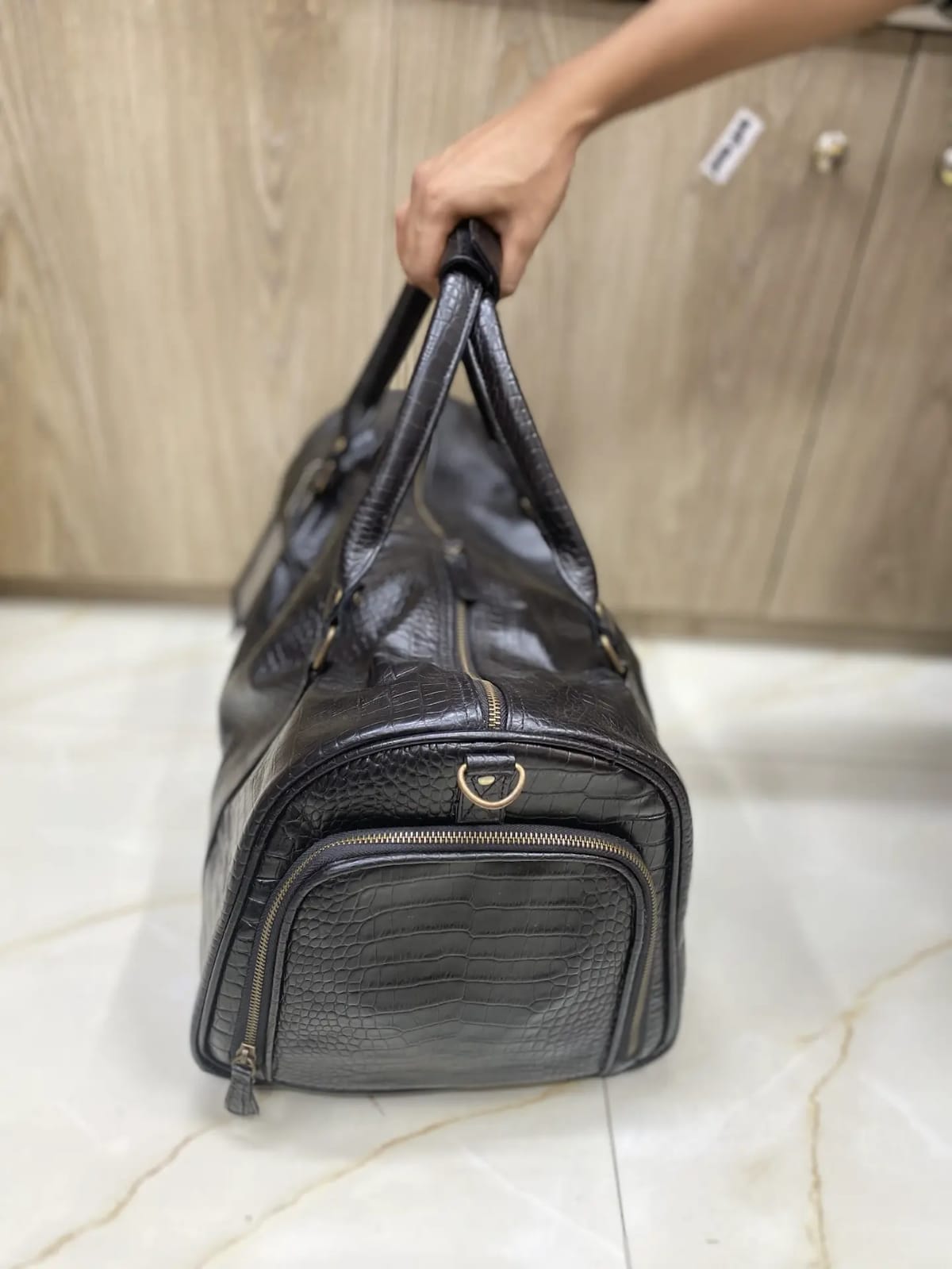Genuine Cow Leather Travel Bag | Weekender Duffel for Men