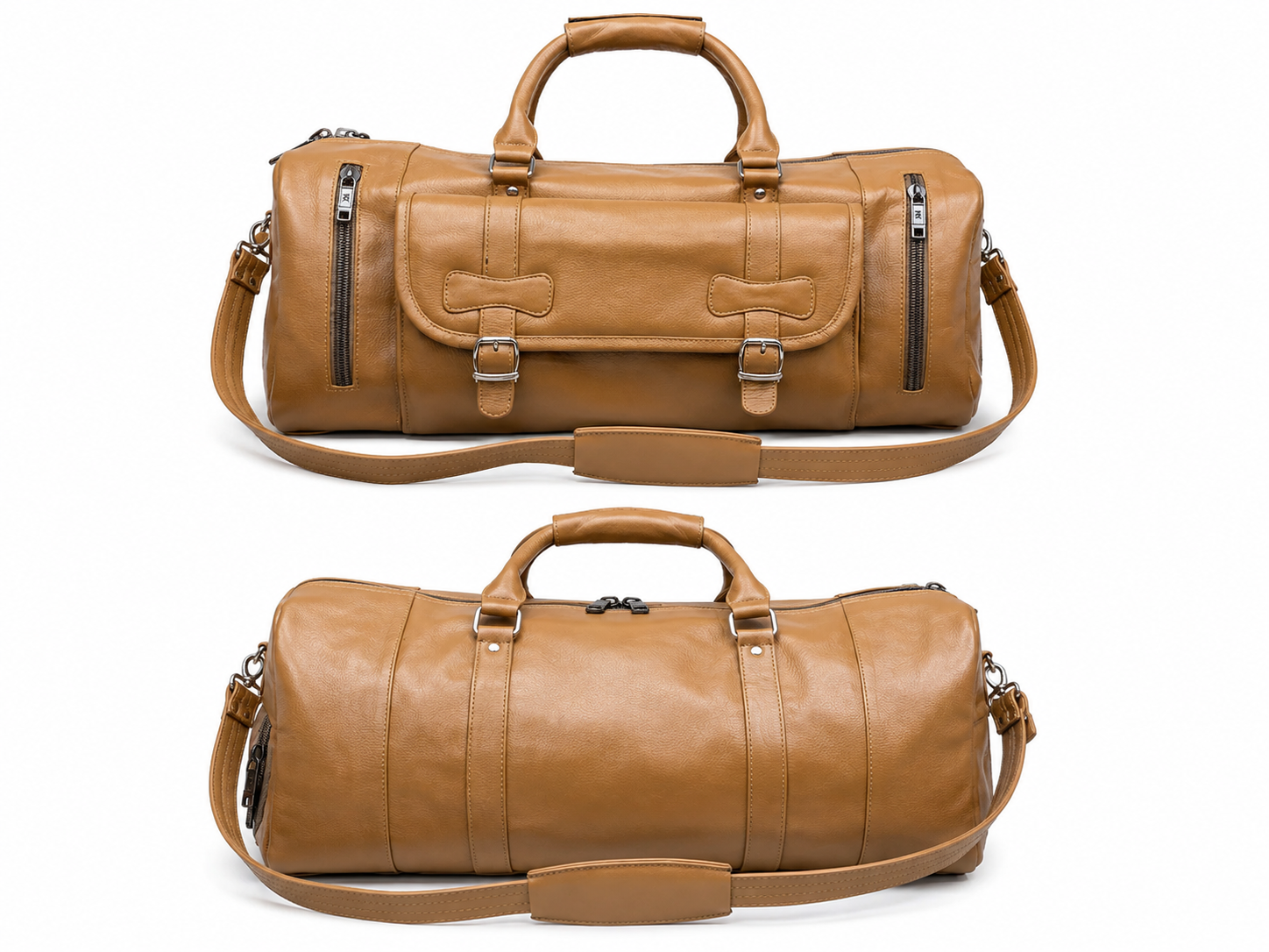 Premium Genuine Leather Travel Duffel Bag – Brown Weekender & Sports Bag