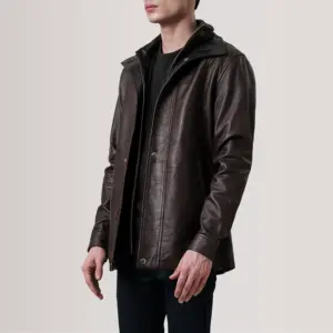 Men’s Connor Maroon Leather Coat
