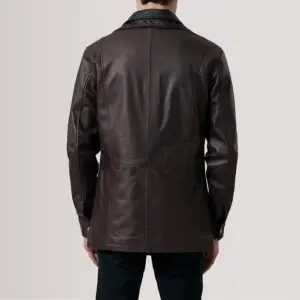 Men's Maroon Leather Coat | Stylish Long Leather Jacket