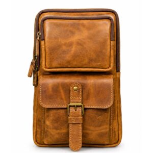 Vintage Distressed Leather Sling Backpack